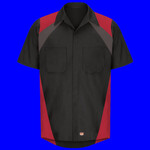 Tri-Color Short Sleeve Shop Shirt