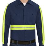 Men's Enhanced Visibility Long Sleeve Cotton Work Shirt