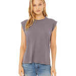 Ladies' Flowy Muscle T-Shirt with Rolled Cuff