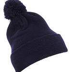 Cuffed Knit Beanie with Pom Pom