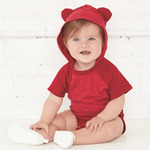 Fine Jersey Infant Short Sleeve Raglan Bodysuit with Hood & Ears