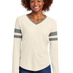 Women's Halftime Stripe Long Sleeve V Neck Tee